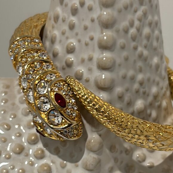 KENNETH LANE RHINESTONE SNAKE/SERPENT CLAMP BRACELET - Picture 3 of 10